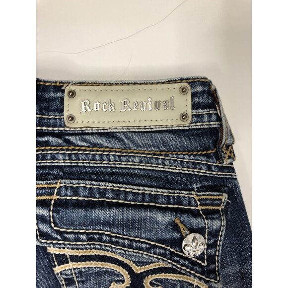 Rock Revival Johanna Women’s 27x19 Blue Denim Jeans Capri Distressed - Picture 3 of 8